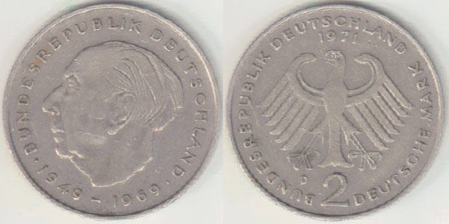 1971 D Germany 2 Mark A005198 - Click Image to Close